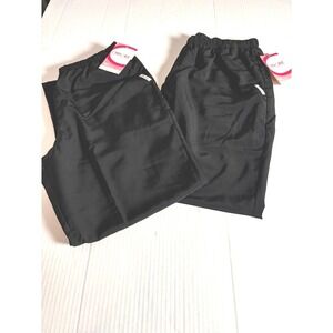 Cherokee women's scrub pants black lot of 2 Wide-Leg elastic waist NWT